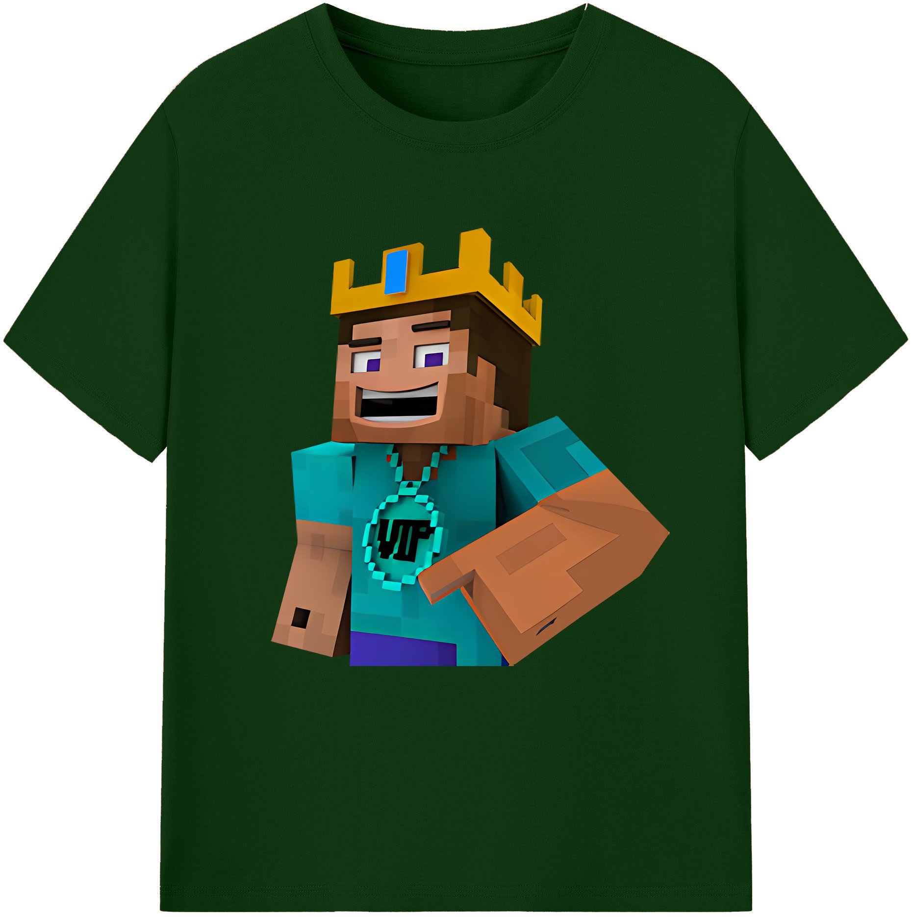 （画像用） マインクラフト ブロックの世界 Minecraft MC Block world 綿100％半袖Tシャツ（フロントプリント）